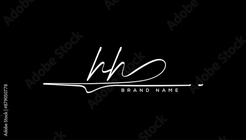 HH letter beauty handwriting vector logo.
