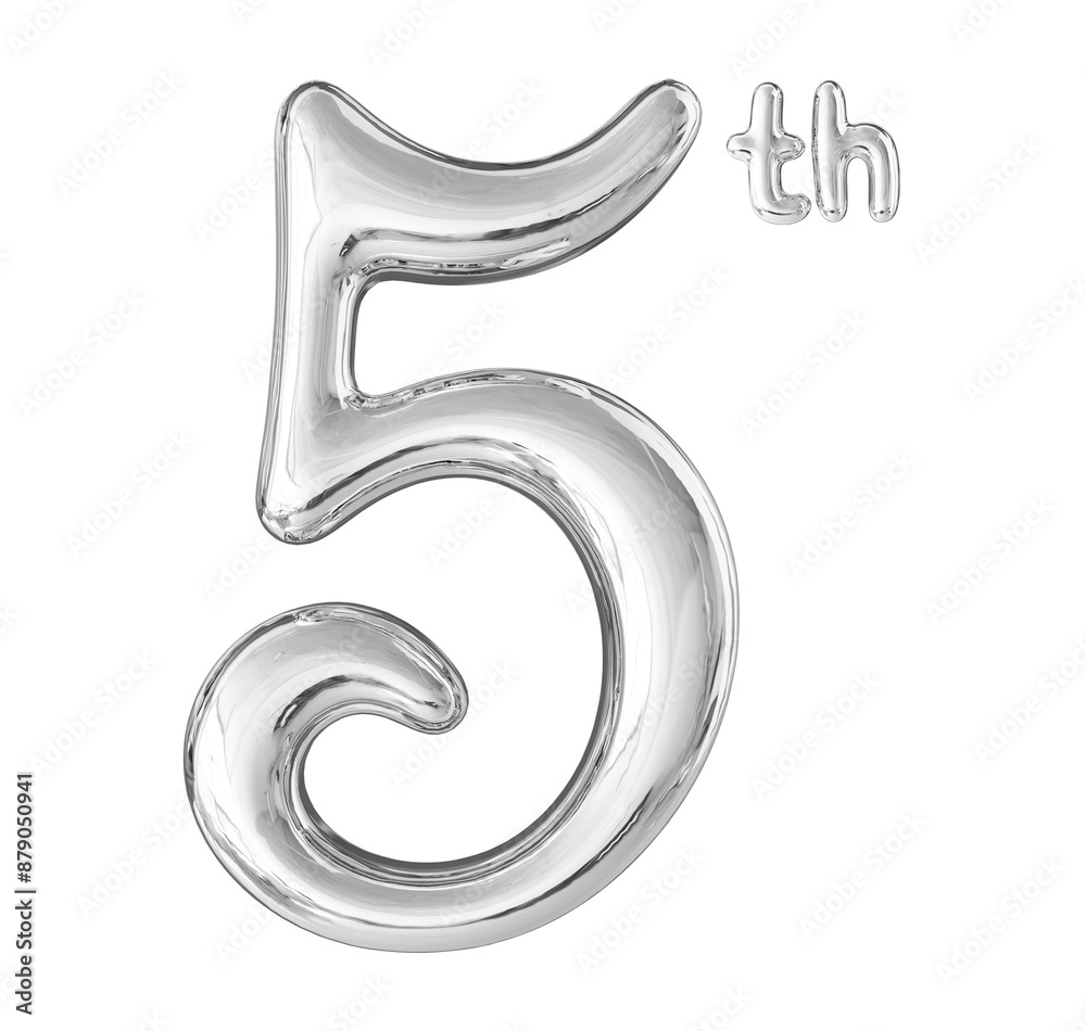 5th Anniversary Silver Number 3D 5th Anniversary Silver Number 3D