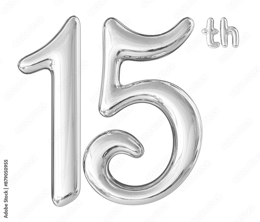 15th Anniversary Silver Number 3D 15th Anniversary Silver Number 3D