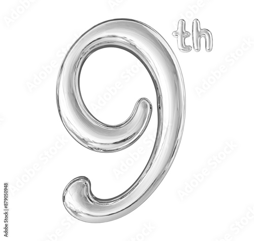 9th Anniversary Silver Number 3D