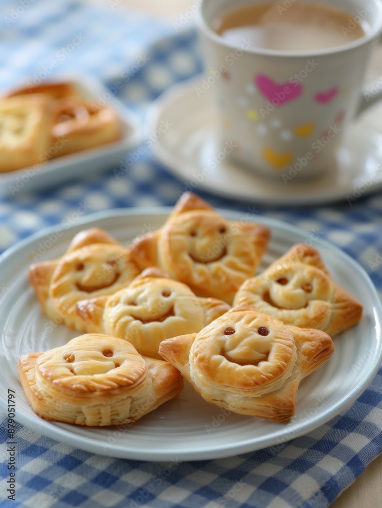 Smile shaped palmier pastries as a breakfast surprise for mothers day and kids Smile shaped palmier pastries as a breakfast surprise for mothers day and kids