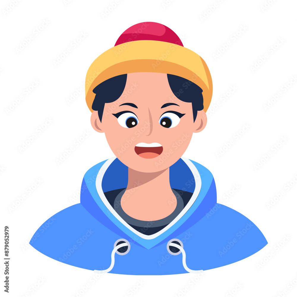 Winter boy wearing beanie and hoodie, flat icon
Winter boy wearing beanie and hoodie, flat icon
