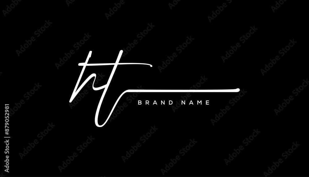 HT letter beauty handwriting vector logo. 