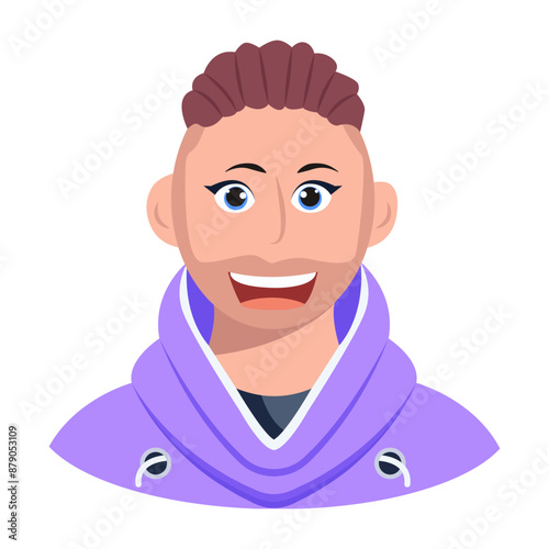A flat style icon of beard boy 
