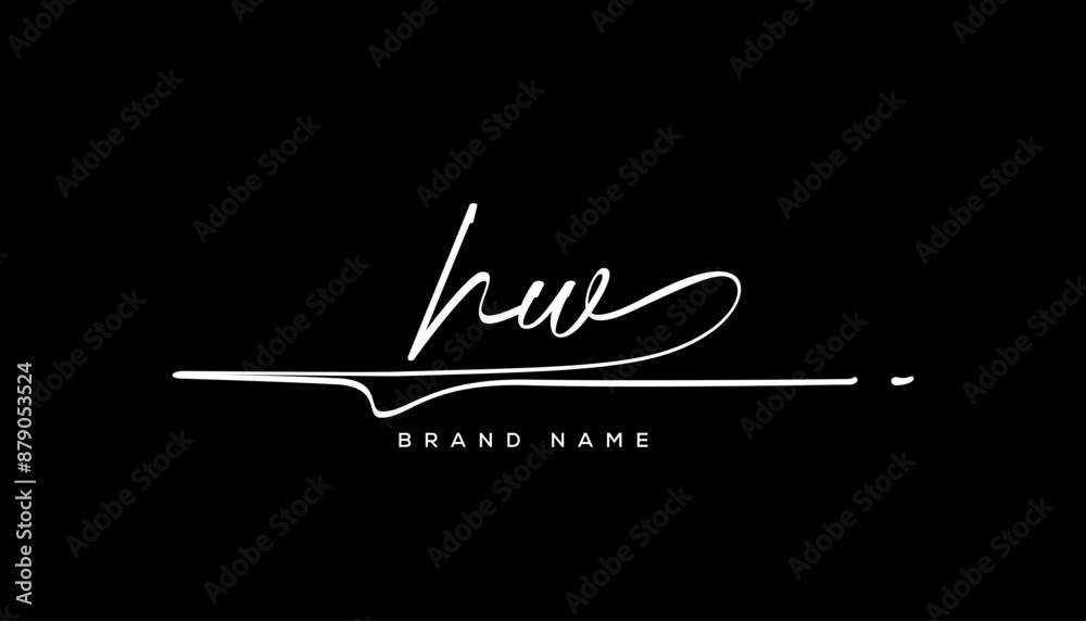 HW letter beauty handwriting vector logo. 