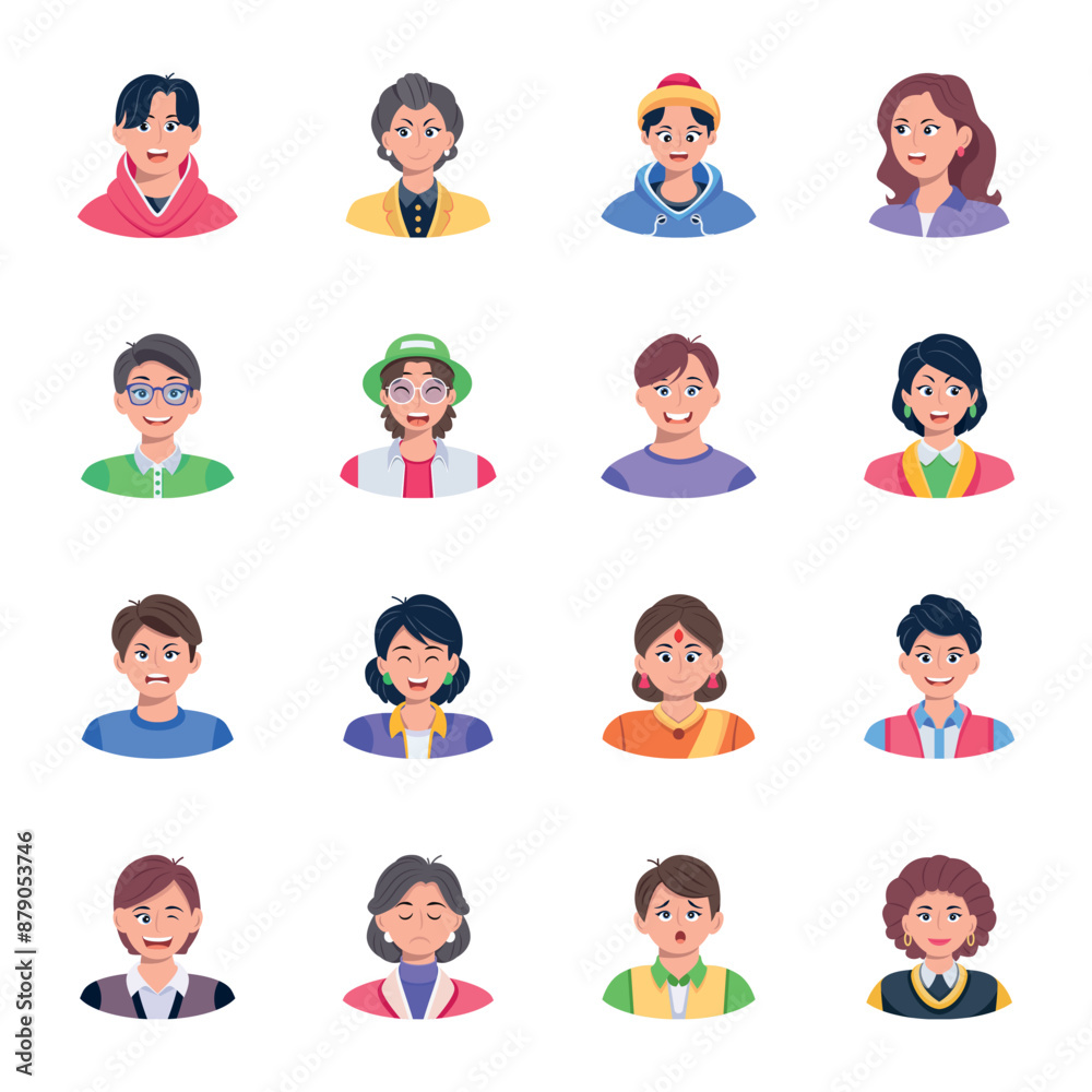 WebCollection of People Faces Flat Icons
WebCollection of People Faces Flat Icons