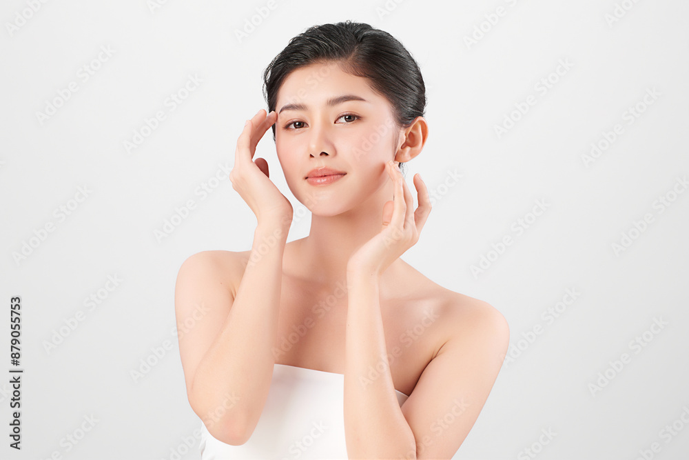 Beautiful young asian woman with clean fresh skin on white background, Face care, Facial treatment, Cosmetology, beauty and spa, Asian women portrait. Beautiful young asian woman with clean fresh skin on white background, Face care, Facial treatment, Cosmetology, beauty and spa, Asian women portrait.