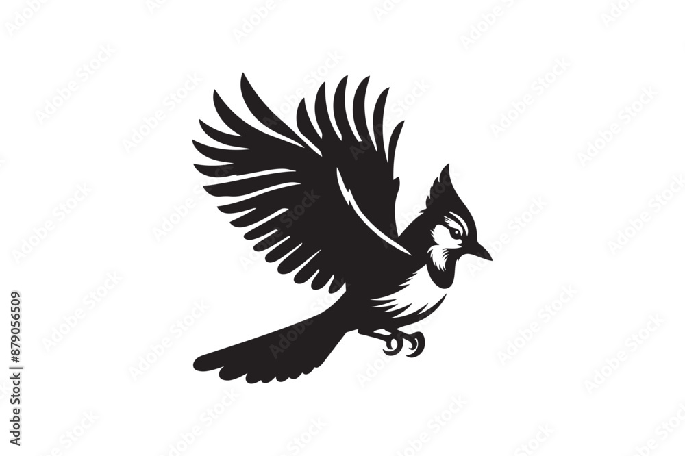 Blue jay Bird Silhouette Vector Illustration Blue jay Bird Silhouette Vector Illustration