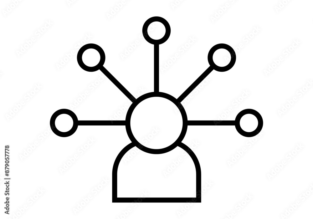 Icono negro de usuario con círculos alrededor de ideas Icono negro de usuario con círculos alrededor de ideas