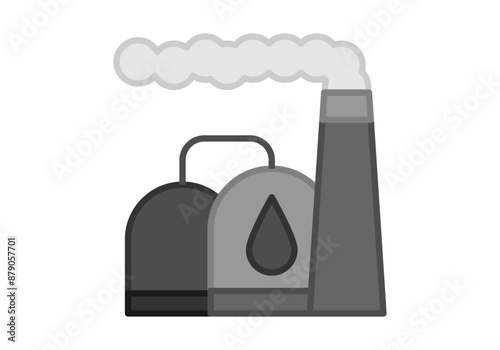 Planta industrial de procesamiento y almacenamiento de gas natural gris