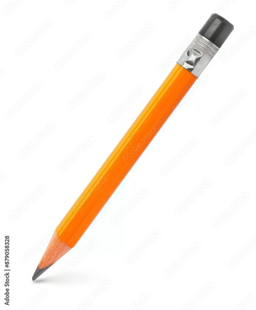Orange Pencil with Eraser on White Background Orange Pencil with Eraser on White Background