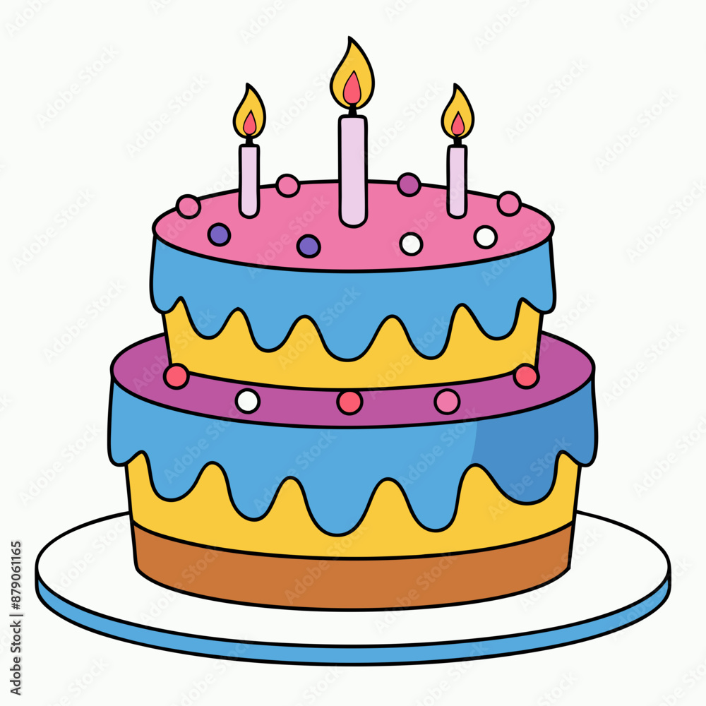 Birthday cake vector illustration, cake birthday cake with candles, vector art, birthday cake Line art, cake silhouette Birthday cake vector illustration, cake birthday cake with candles, vector art, birthday cake Line art, cake silhouette