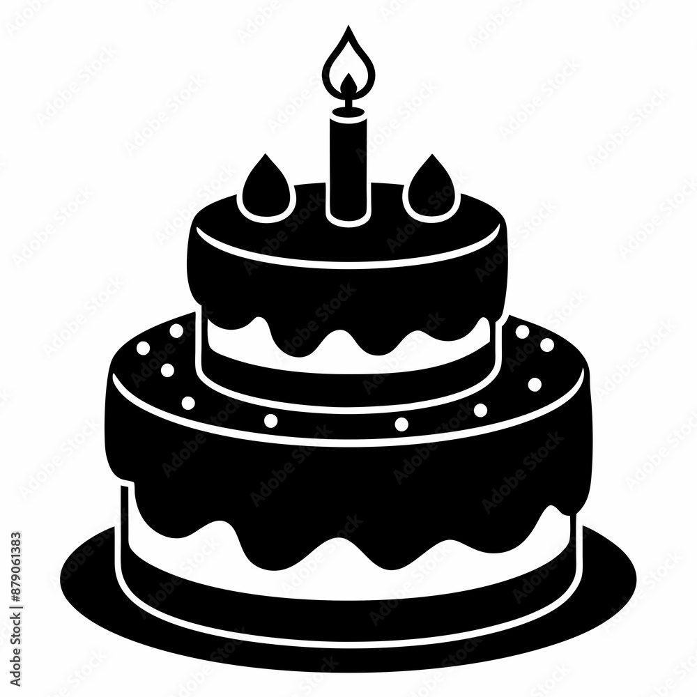 Birthday cake  vector illustration, cake birthday cake with candles,  vector art, birthday cake Line art, cake silhouette