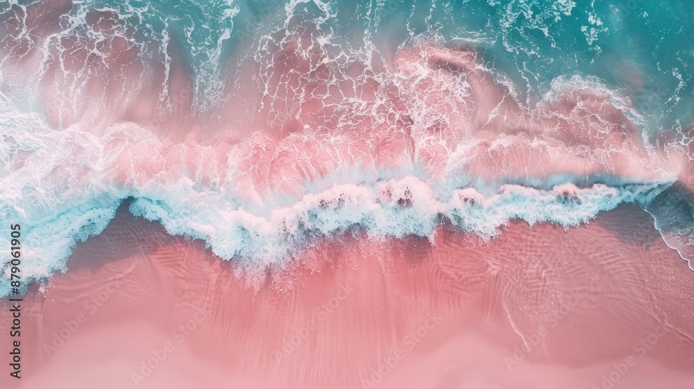 Ocean Waves Crashing on a Pink Beach Ocean Waves Crashing on a Pink Beach