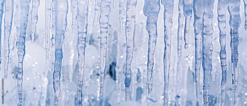Panoramic close-up, high detail scan of delicate icicles texture, Generative AI Panoramic close-up, high detail scan of delicate icicles texture, Generative AI