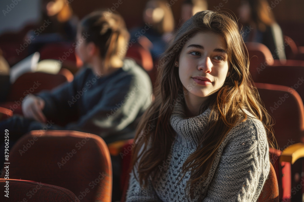 A girl is sitting in a chair with her head down