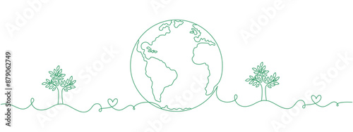 earth and tree illustration line vector design for earth day 4