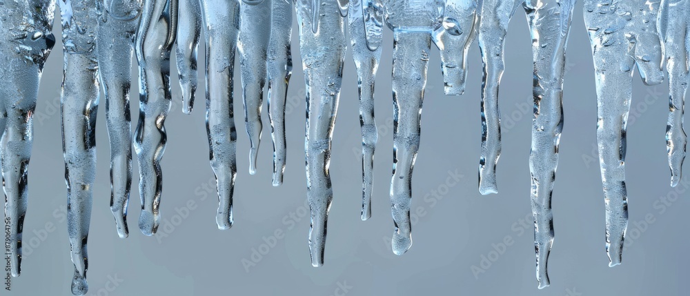 Panoramic close-up, high detail scan of shiny icicles texture, Generative AI Panoramic close-up, high detail scan of shiny icicles texture, Generative AI