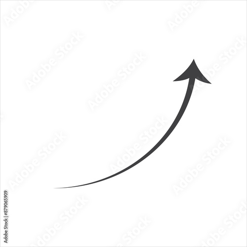 Curve arrow icon vector . Black long up arrow icon vector . arrow pointing upward.