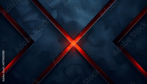 Glowing red x symbol on dark blue concrete background