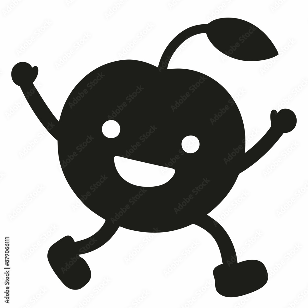 Red apple vector illustration, red apple with cherry, cherry vector art, red apple with cherry silhouette Red apple vector illustration, red apple with cherry, cherry vector art, red apple with cherry silhouette