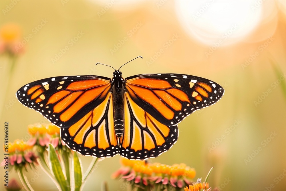 Naklejka premium Monarch Butterfly Resting on Wildflower