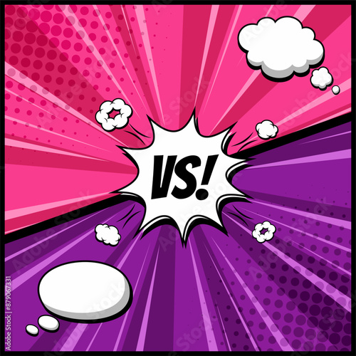 Versus VS, fight background comic, speech bubbles , doodle art, Vector illustration