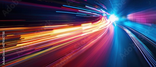 Abstract Light Trails Through a Tunnel