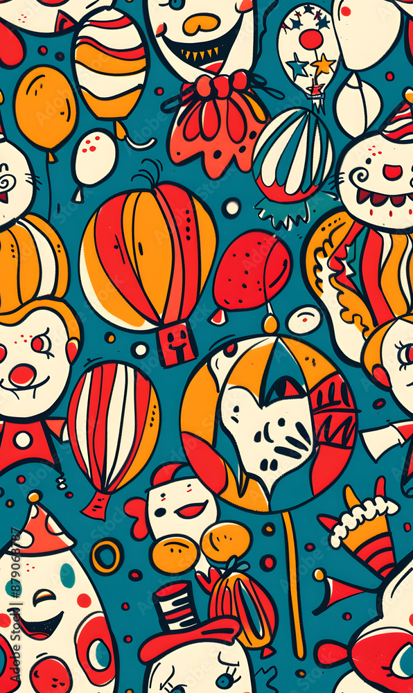 Naklejka premium cartoon 2d illustrator doodle pattern, cute pattern in graphic seamless pattern