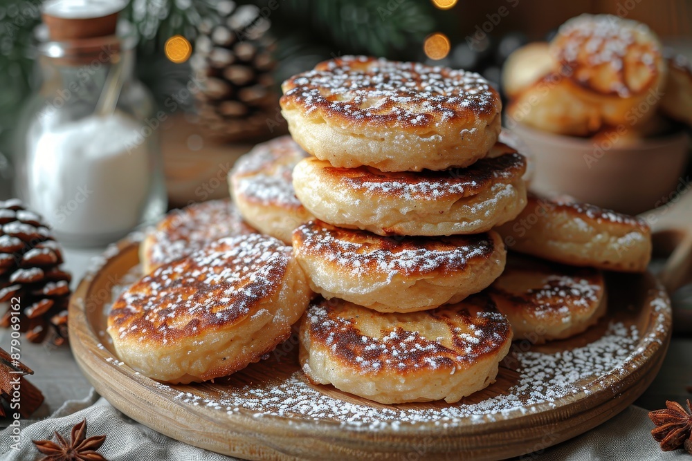 A plate of Welsh cakes, dusted with sugar and served warm. A plate of Welsh cakes, dusted with sugar and served warm.