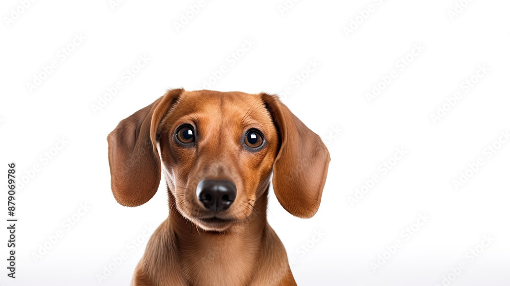 Cute little Dachshund puppy dog full body sitting isolated on white background Cute little Dachshund puppy dog full body sitting isolated on white background