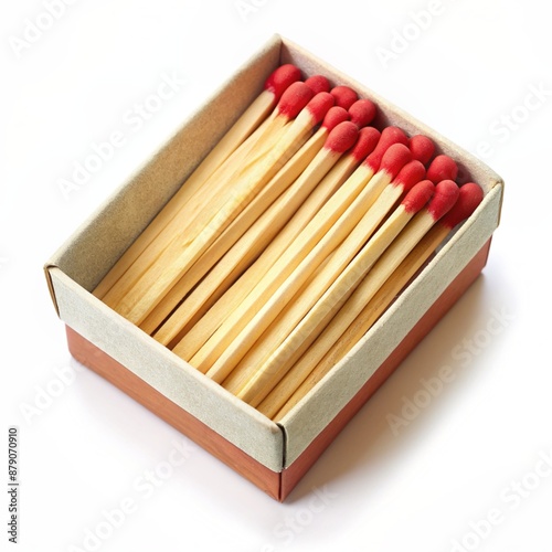 A box of wooden matches. Isolated matches on white background