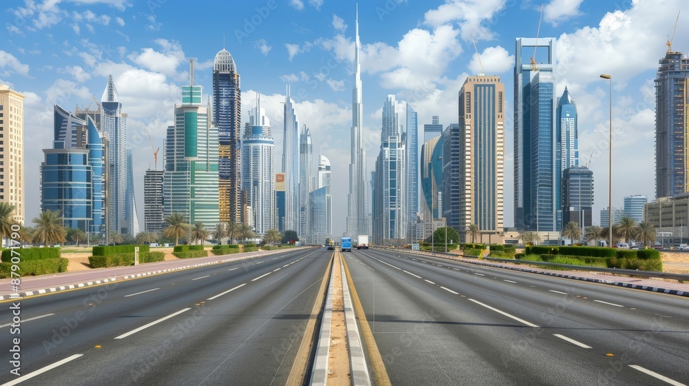 The stunning skyline of Sheikh Zayed Road, lined with some of the tallest buildings in the world The stunning skyline of Sheikh Zayed Road, lined with some of the tallest buildings in the world