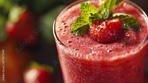 Wallpaper Mural Strawberry Smoothie with Fresh Mint. Torontodigital.ca