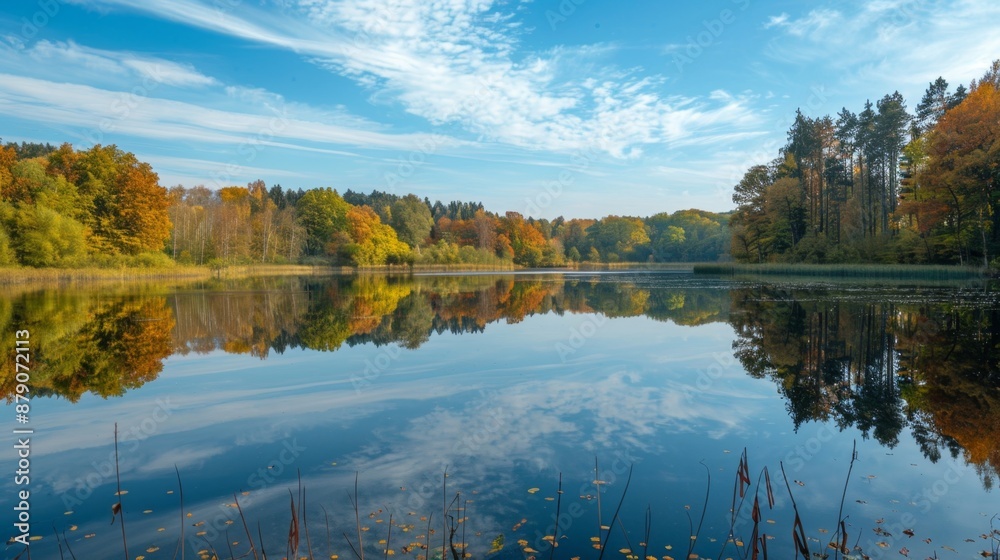 Autumn Reflections in a Still Lake. Autumn Reflections in a Still Lake.