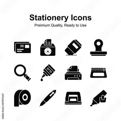 Pack of stationery icons in editable style ready to use vectors