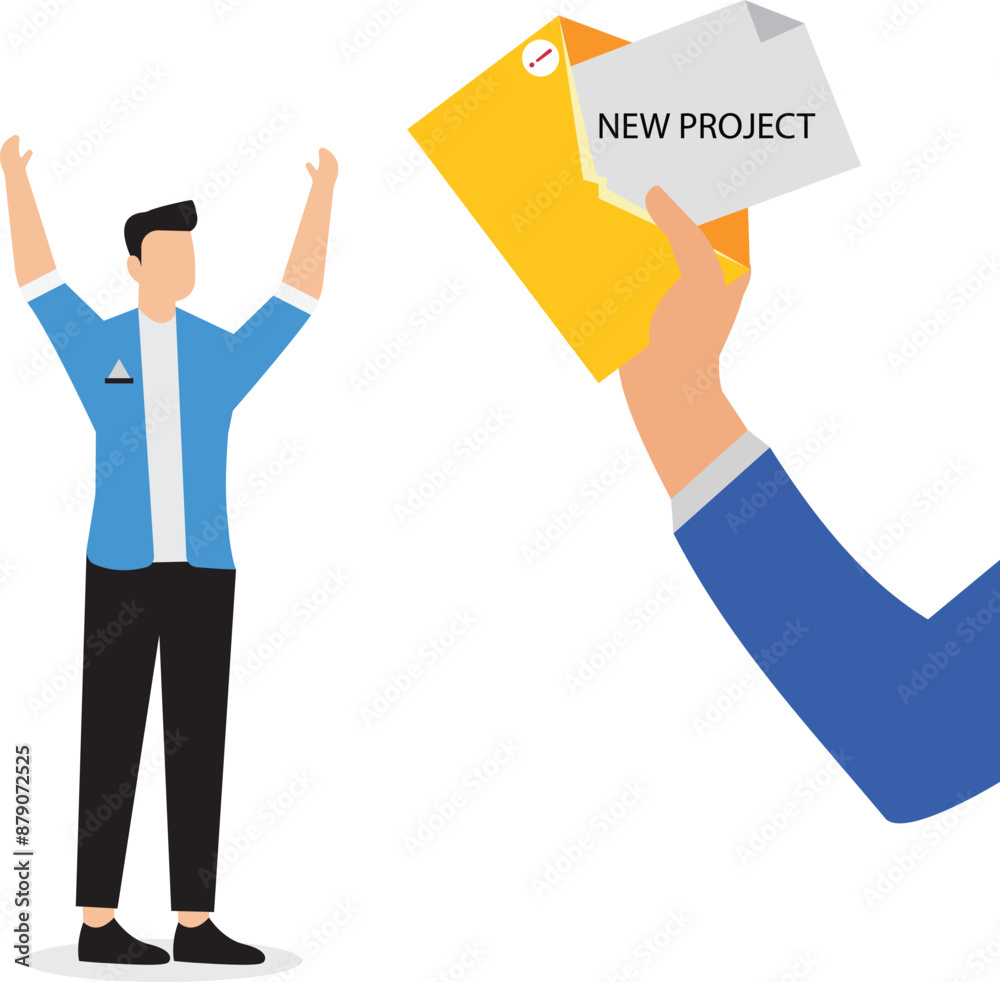 Get new project from email with businessman jumping happily next to email envelope notifying new job, job offer or new opportunity from email concept, human resources, vacancy or hiring Get new project from email with businessman jumping happily next to email envelope notifying new job, job offer or new opportunity from email concept, human resources, vacancy or hiring