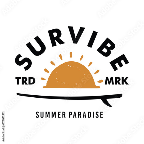 Vector illustration style vintage surfing theme badge design. For t-shirt prints  posters  stickers and other uses.