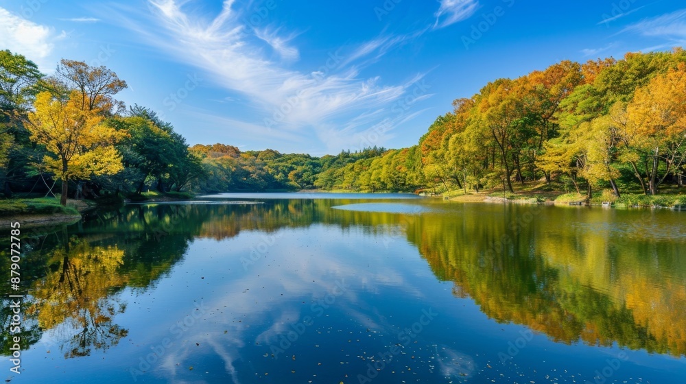 Autumn Reflections in a Still Lake. Autumn Reflections in a Still Lake.