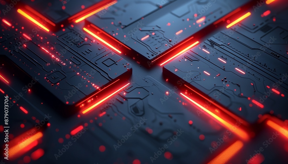 Futuristic Glowing Red Circuitry Futuristic Glowing Red Circuitry