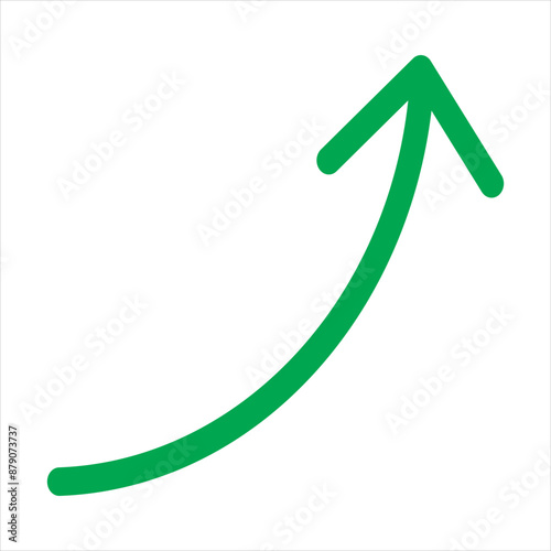 wavy curved Long arrow icon. long line arrow vector. flat style Arrow symbol. arrow on a white background. vector illustration. Green long arrow, curve green arrow icon vector . 