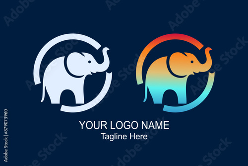 elephant logo with silhouette and gradient style