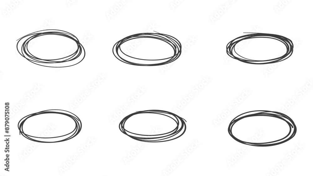 Hand drawn circle line sketch set, line art style ,Hand drawn design elements , Flat Modern design, isolated on white background, illustration vector EPS 10 Hand drawn circle line sketch set, line art style ,Hand drawn design elements , Flat Modern design, isolated on white background, illustration vector EPS 10