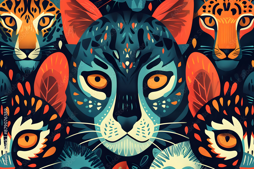 Colorful Abstract Illustration of a Leopard Colorful Abstract Illustration of a Leopard