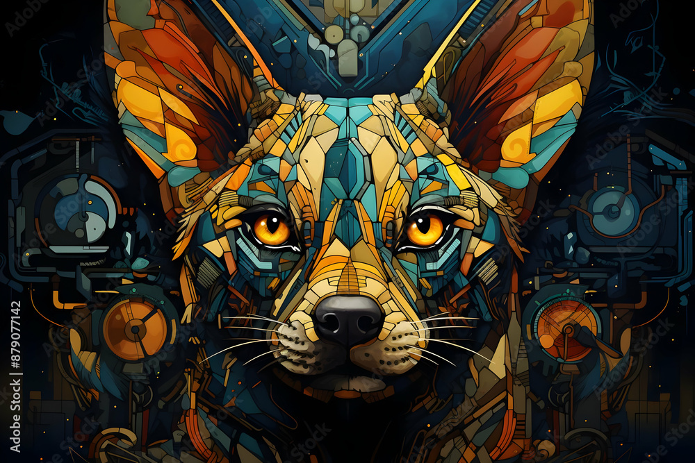 Geometric Wild Dog Illustration Geometric Wild Dog Illustration