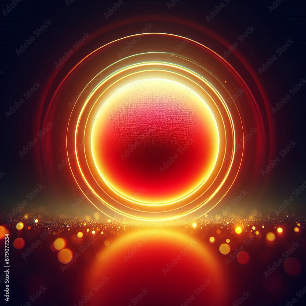 Abstract vector background with gold glowing circles isolated black background