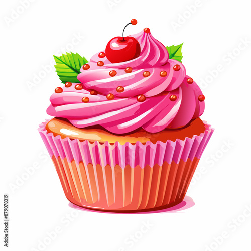 Vector of a delicious cupcake , isolated white background (15)