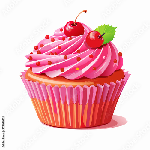 Vector of a delicious cupcake , isolated white background (19)