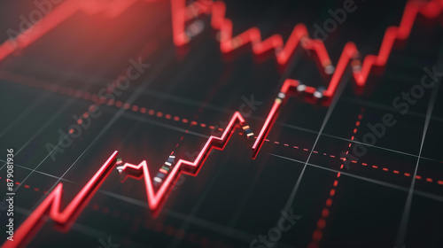 Illustration of a red forex chart grid falling abstractly, representing recession, trade downfall.