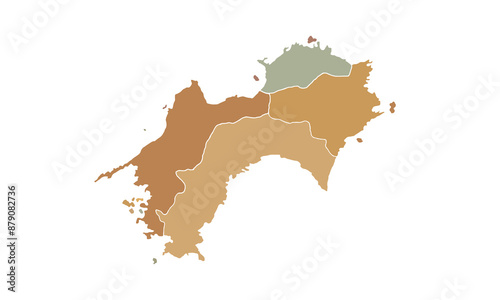 Map of for Shikoku education,Travel worldwide, earth geography website layouts, background,study geography,work in graphics.Suitable for those interested in using illustrations Provinces in Japan